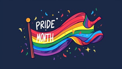 Wall Mural - Pride Day themed rainbow flag graphic with the text 