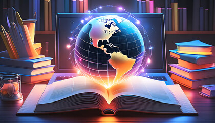 Wall Mural - book with globe