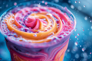 Poster - Macro image of the vibrant, swirling patterns forming as the smoothie blends,