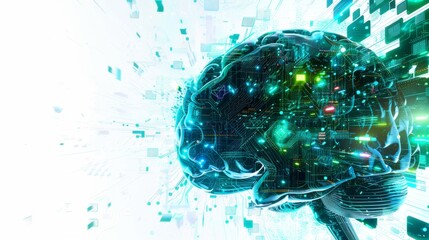 Wall Mural - The brain is surrounded by a lot of data. Artificial intelligence concept