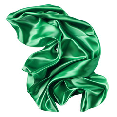 Wall Mural - A piece of satin fabric in emerald green, isolated on transparent background