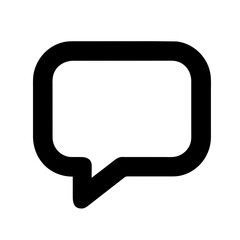 Wall Mural - Minimalist Chat Icon Vector - Simple Black Speech Bubble Outline for Communication and Messaging