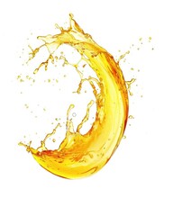 Wall Mural - Liquid Stream. Orange Lemon Juice and Oil Splashing with Golden Drops in Fresh Wave Motion