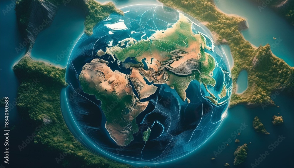 Detailed earth view physical map overlay on satellite image reveals ...