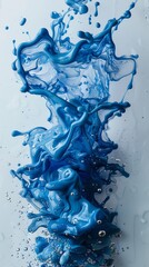 Wall Mural - Vibrant Blue Paint Droplets in Water Generative AI