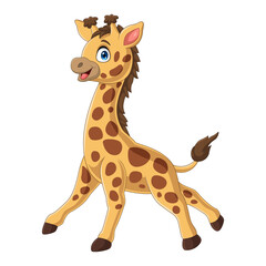 Wall Mural - Cartoon giraffe isolated on white background