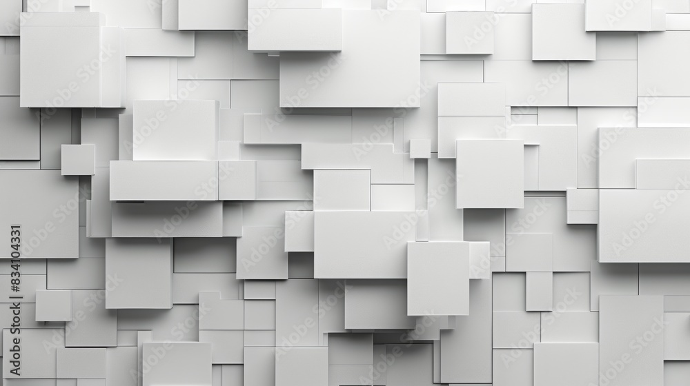 3D blocks of different shapes and sizes interlock to create a wall ...