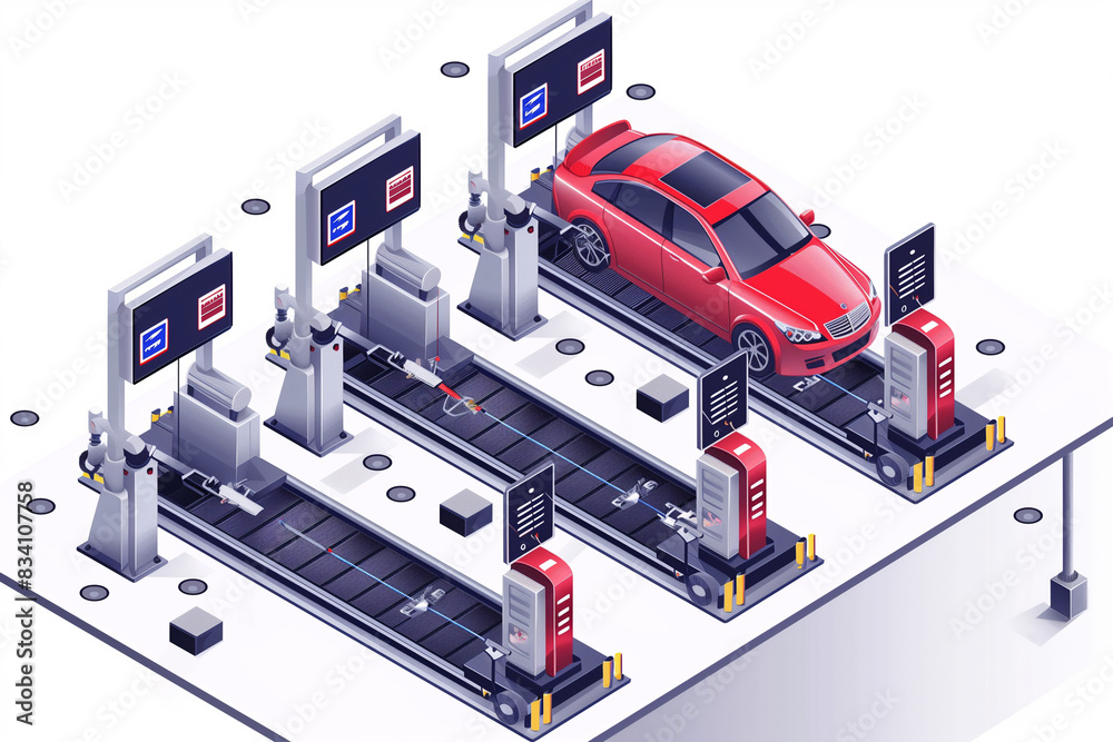 Automated Vehicle Checkpoint Inspection With Red Sedan in a Controlled Environment