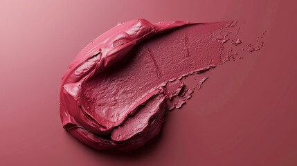 Wall Mural - A close up of a red lipstick smear on a pink background