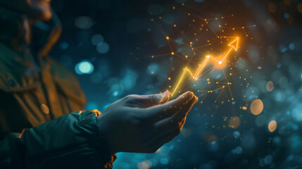 Aufkleber - A conceptual image of a hand with a glowing arrow, symbolizing growth and progress