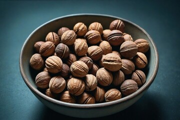 Sticker - hazelnuts in a wooden bowl