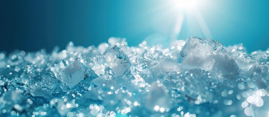 Crushed ice glistens in sunlight