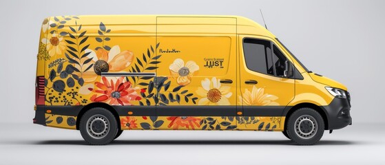 Design a professional mockup of a company vehicle wrap for a delivery service.