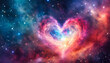 © Your Hand Please - heart-shaped nebula surrounded by stars against colorful cosmic backdrop, symbolizing love and romance