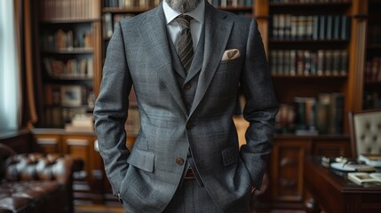 Wall Mural - Businessman in suit and tie sitting at his desk, seated at a desk