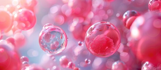 Poster - Pink and red liquid spheres floating