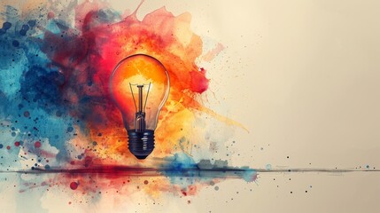 Wall Mural - Creative thinking, brainstorming, and innovation concept with colorful lightbulb