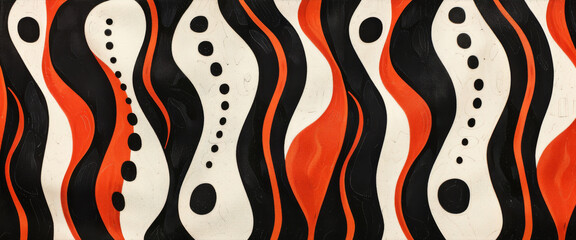 Poster - Modern Abstract Design. Abstract Art Painting With Wavy Lines And Dots