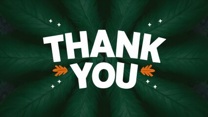 A thank you card with a green background and leaves, AI