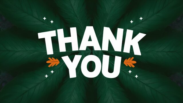 A thank you card with a green background and leaves, AI