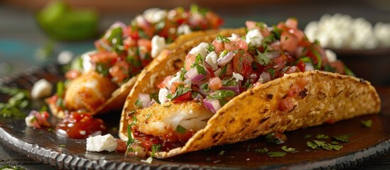 Poster - Crispy fish taco with salsa