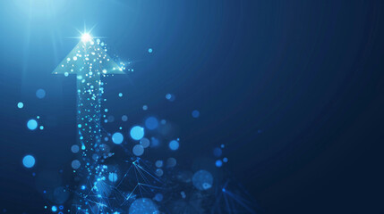 Poster - Symbolic representation of growth, technology, and progress with a glowing blue arrow