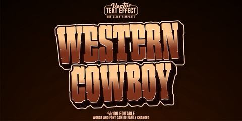 Wall Mural - cowboy editable text effect, customizable western and rodeo 3d font style