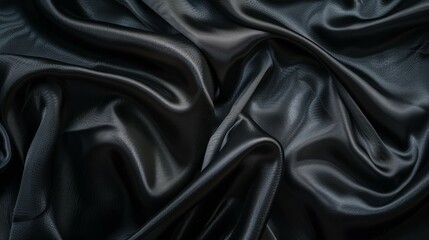 Wall Mural - A black fabric with a shiny texture