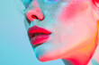 © ADDICTIVE STOCK - Artistic portrait of a woman with colorful lighting. Generative AI image
