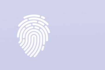 Poster - 3D Protection fingerprint icon. Biometric verification. Touch ID fingerprint. Minimal Fingerprint scan isolated on blue background. Account identity privacy secure personal data concept. 3d render.