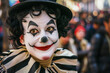 © ADDICTIVE STOCK - Smiling mime artist performing on a busy street. Generative AI image