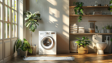 A modern and minimalist style washing machine,generative ai