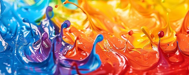 Wall Mural - Colorful Paint Splashes Close-Up