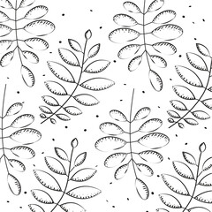 Sticker - Leaves sketch icons Pattern background Vector