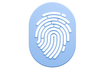 Poster - 3D Protection fingerprint icon. Biometric verification. Touch ID fingerprint. Minimal Fingerprint scan isolated on blue background. Account identity privacy secure personal data concept. 3d render.