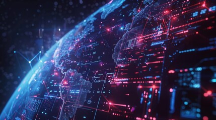 Wall Mural - digital technology world. business virtual concept