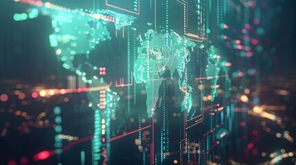Wall Mural - digital technology world. business virtual concept