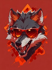 Canvas Print - angry wolrf wear sunglasses, suitablr for esports mascott