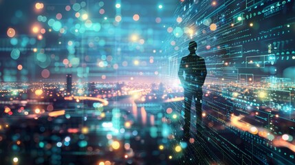 Wall Mural - digital technology world. business virtual concept