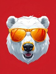 Wall Mural - polar bear head wear sunglasses