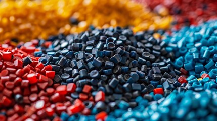 High-resolution close-up of plastic granules, depicting their role in the chemical industry and production from petroleum products