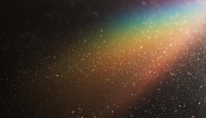 Wall Mural - blur colorful warm rainbow light leaks on black background with dust texture. defocused abstract dam