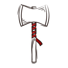 Sticker - Colored axe medieval weapon icon Vector