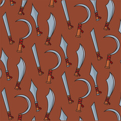 Sticker - Medieval weapons pattern background Vector