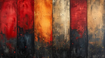 Wall Mural - An abstract red, orange and black image with large bold shapes. 