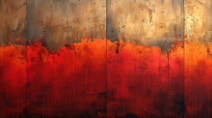 Wall Mural - An abstract red, orange and black image with large bold shapes. 