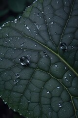 Sticker - a close-up of a leaf with water droplets on it