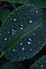 Sticker - a close-up of a leaf with water droplets on it