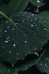 Sticker - a close-up of a leaf with water droplets on it