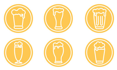 Sticker - Beer glass sticker icon set Vector